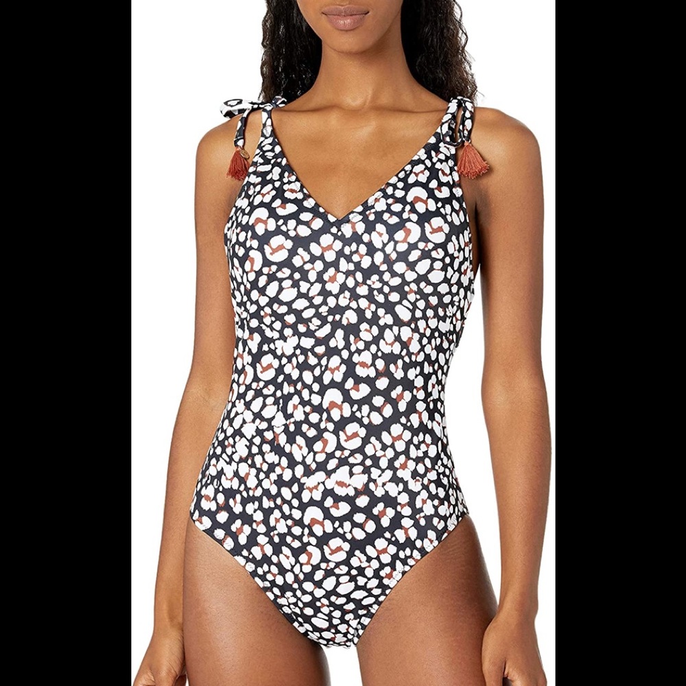 NWT Jessica Simpson Multi Cool Cat Tassel Tie One Piece Swimsuit Size S